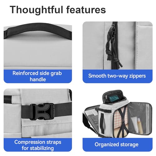 Carry On Travel Backpack with Shoe Compartment Flight Approved Laptop Backpack Expandable Work Business Backpack for Women Men Casual Daypack, Light Gray - color: Light Gray, style: A