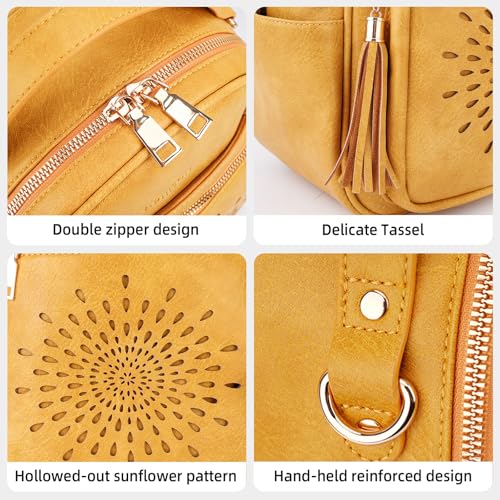 APHISON Small Backpack Purse for Women Cute PU Leather Mini Backpacks Ladies Casual Lightweight Travel Daypack Waterproof - color: 8-yellow, size: Small