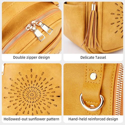 APHISON Small Backpack Purse for Women Cute PU Leather Mini Backpacks Ladies Casual Lightweight Travel Daypack Waterproof - color: 8-yellow, size: Small