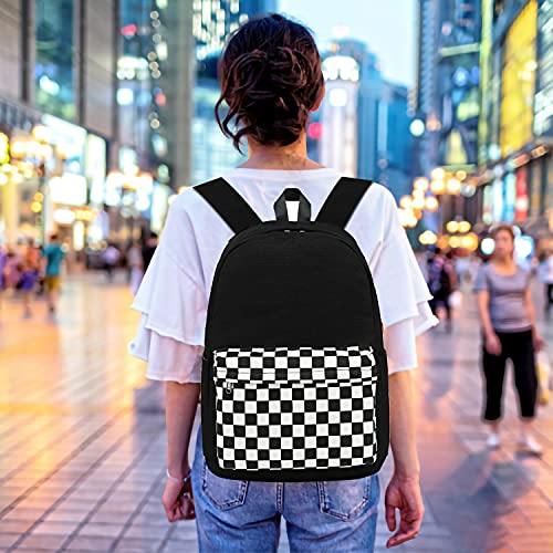 CAMTOP Girls Backpack with Lunch Box Set, Cute Bow School Backpack for Kids, 3-in-1 Lightweight Lunch Bag and Pencil Pouch - color: Black White Grid