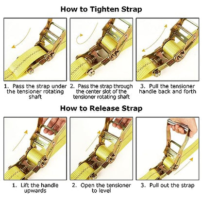 4 Pack 2 Inch Ratchet Straps Heavy Duty 20ft Tie Down Straps Ratchet with Double J Hook, 10000 LBS Break Strength, Cargo Ratchet Straps for Moving, Truck, Trailers, Motorcycles, Kayaks, Car Roof