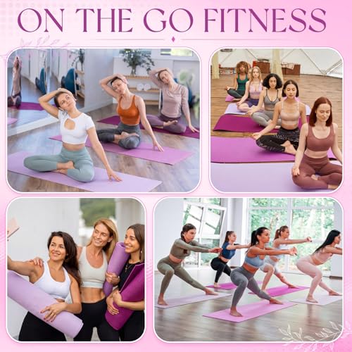 3 mm Thick Yoga Mat Bulk, Non Slip Exercise Workout Fitness Pad for Women Men, Gym Home Yoga Pilates, Easy to Clean, Sturdy PVC - color: Purple Series Color