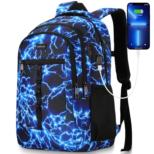 YAMTION School Backpack for Teen Boys 15.6 Inch Laptop Bookbag with USB for High School College Students - color: Light, size: 17.3 inch