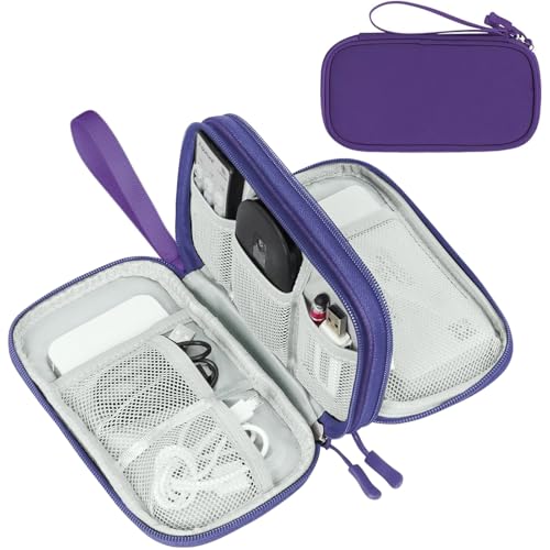 FYY Electronic Organizer, Travel Cable Organizer Bag Pouch Electronic Accessories Carry Case Portable Waterproof Double Layers All-in-One Storage Bag for Cable, Cord, Charger, Phone, Earphone Purple - color: Purple, style: Small
