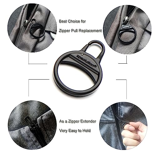 Zpsolution Ring Zipper Pull Replacement - Perfect for People with Arthritis or Limited Hand Dexterity - Zipper Tab Repair for Boots Jackets Coats Shoes Backpack Luggage Suitcase - color: 2 black and 2 sliver