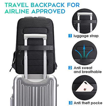BANGE Business Smart Backpack Waterproof fit 15.6 Inch Laptop Backpack with USB Charging Port,Travel Durable Backpack - color: Grey