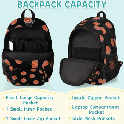Basketball Laptop Backpack for Women Men, Black Work Travel Computer Backpacks, 18.3 Inch Large Computer Nurse Teacher Bags Casual Daypack - color: Multicolor 12