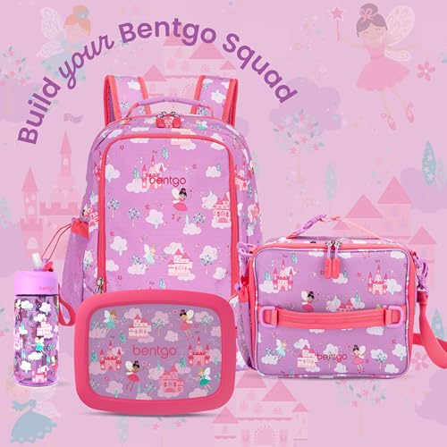Bentgo Kids Lunch Bag - Durable, Double-Insulated Lunch Bag for Kids 3+; Holds Lunch Box, Water Bottle, & Snacks; Easy-Clean Water-Resistant Fabric & Multiple Zippered Pockets (Fairies) - color: Fairies