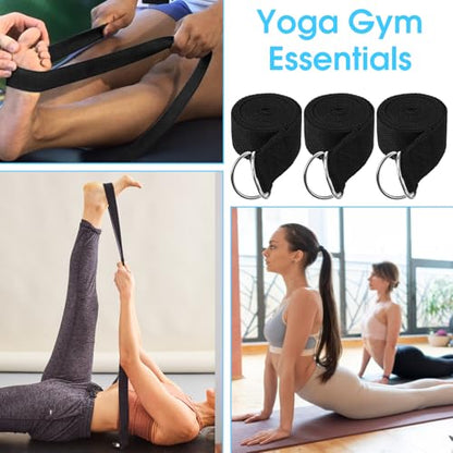 12 Pcs Yoga Strap 6Ft Exercise Stretch Bands for Flexibility with Adjustable Metal D Ring Buckle Loop Stretch Strap Non Elastic Yoga Belt Yoga Exercise Adjustable Straps for Pilates