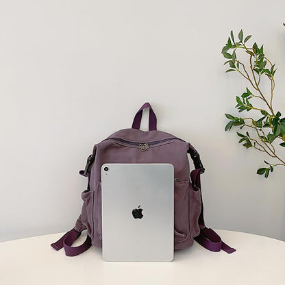 MaxxCloud Canvas Backpack-Adjustable Shoulder Straps,Unisex Mini Laptop Backpack for Work&Travel,Casual Daypack (Purple) - color: Purple