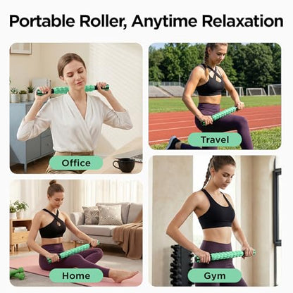 Muscle Roller & Massage Roller Stick for Athletes - Lymphatic Drainage Support, Relieves Muscle Soreness, Cramping & Tightness - Targets Legs, Arms, Back & Calves （Mint Green - 18inch） - color: Mint Green