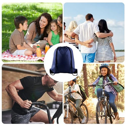 KUUQA 2 Pcs Navy Blue Drawstring Backpack Drawstring Bag Bulk Sports Cinch Bags String Backpack Storage Bags for Gym Traveling - color: Navy Blue