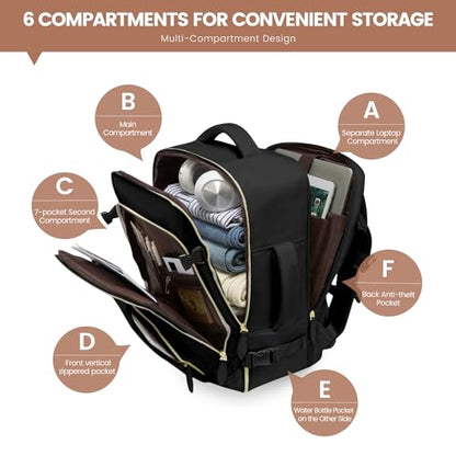 LOVEVOOK Travel Backpack for Women, 40L Carry On Backpack with 3 Packing Cubes,TSA Personal Item Travel Bag Airline Approved, Water Resistant Weekender Overnight Luggage Daypack, Fits 17 Inch Laptop - color: C-black, size: Large - 17.3 Inch - 40L - 3 Pcs