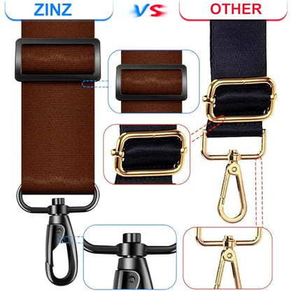 ZINZ 60 Inch Shoulder Strap with Removable Ultra-Thick Pad, Adjustable Buckles Shoulder Crossbody Strap for Luggage Bag - color: Coffee