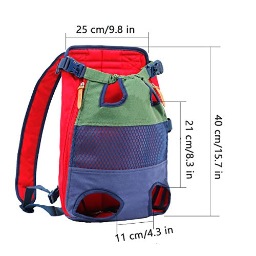 Lifeunion Legs Out Dog Carrier Backpack Hands-Free Adjustable Pet Travel Carrier for Small Medium Dogs Cats Motorcycle Hiking Walking (Green+Blue) - color: Green+Blue
