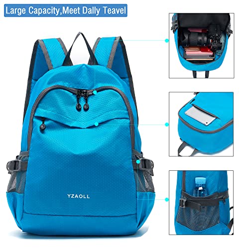 YZAOLL 20L Small Hiking Backpack Lightweight Day Packs, Packable Backpack for Women Men Travel Camping Vacation,Blue - color: A-20l-blue