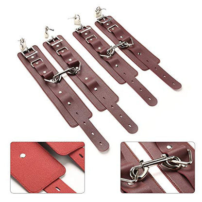 2026 Upgraded Heavy Duty Expandable Spreader Bar – Adjustable PU Straps for Pilates, Yoga - style: Red+Red
