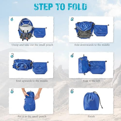 G4Free Hiking Backpack with Thickened Back Panel Packable 25L Lightweight Foldable Travel Daypack for Men Women(Blue) - color: Blue