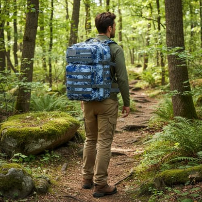 45L Military Tactical Backpack for Men & Women Bug Out Bag Assault pack Molle Daypack Hiking Trekking Rucksack(Navy Digital) - color: Navy Digital