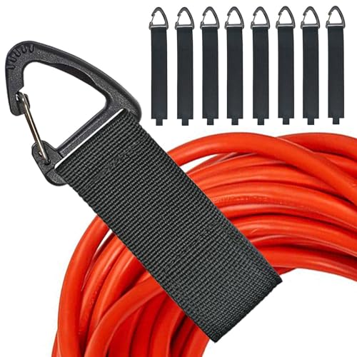Extension Cord Organizer(8 Pack), Garage Organization and Storage, 16-Inch(Unfolded) Heavy Duty Storage Strap for Extension Cord Within 100ft or Hoses Within 35ft, with Triangle Buckle for Hanging - size: 8L/0M/0S