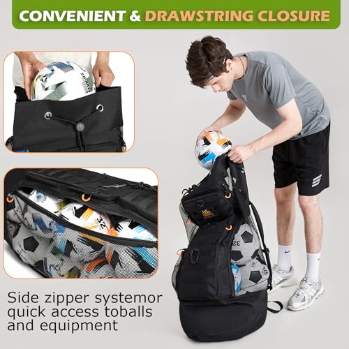 Soccer Ball Bags for Coches XL Heavy Duty Mesh Sport Ball Backpack for Basketball Volleyball Football & Equipment