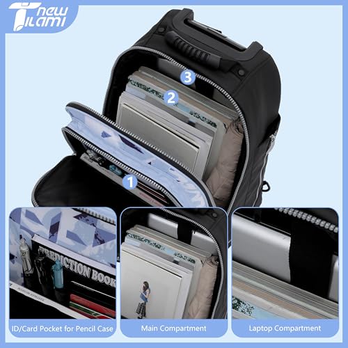 NEW TILAMI 19 Inch Rolling Backpack 360°rotating Universal Wheel, Large Organizer Compartments, Adjustable Handle, Carry on for School Students Business Travel, Ice-blue Rhombus Shadows - color: Ice-blue Rhombus Shadows