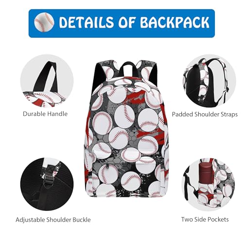 Baseball 3PCS Backpack for Boys Girls, Kids Back to School Backpack Sets with Lunch Bag Pencil Case, 17 Inch Lightweight Bookpack 3 in 1 Set for Teens Elementary Middle High School Students - color: Baseball