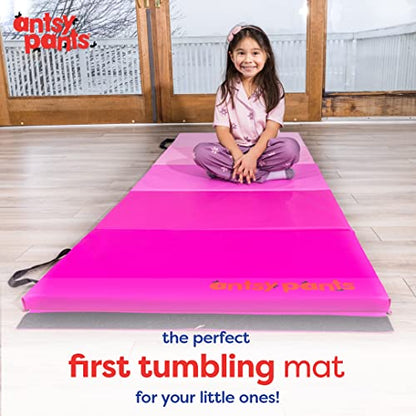 Antsy Pants Tumbling Mat for Kids – Gymnastics Mat, Easy to Clean, Sturdy, Foldable Tumbling Mats, Padded, Lightweight, Portable, Gymnastics Equipment for Active Play - color: Pink Ombre