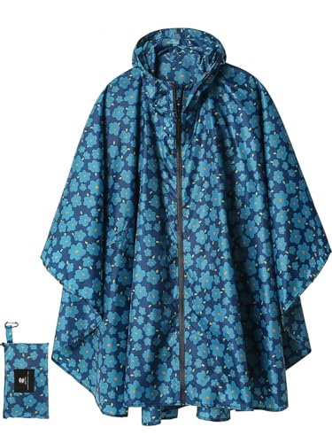 SaphiRose Unisex Rain Poncho Waterproof Raincoat Hooded for Adults Women with Pockets - color: Blue Cloak