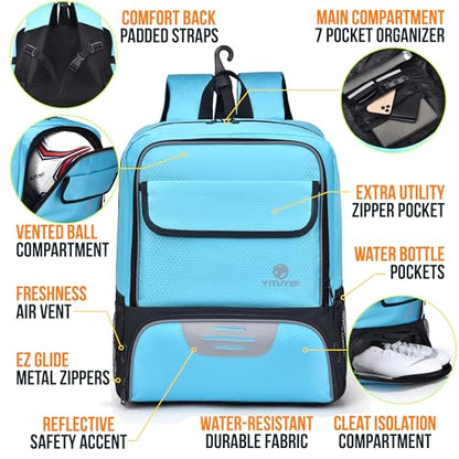 Youth Soccer Bag, Soccer Backpack with Ball Holder, Basketball Volleyball Football Handball Sports Backpack with Ball Compartment - color: Like Blue