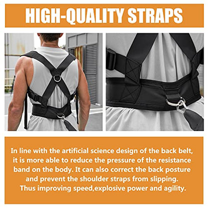 Sled Pulling Harness, Tire Pulling Harness with Pull Strap for Resistance Training, Adjustable Padded Shoulder Strap - color: 9.8FT
