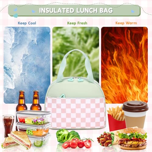 MUSEVOS Girls Backpack with Lunch Bag, Kindergarten Elementary Middle School Backpack, Multiple Compartments Large Capacity Kids Bookbag 3 Pcs Set (Green) - color: Green-3pcs Set