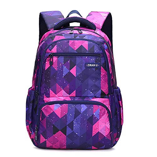 MITOWERMI Kids Backpack for Boys Girls Elementary School Bags Backpacks for Girls Children Bookbags Primary Kindergarten Backpack Purple Geometric - color: Plaid Purple