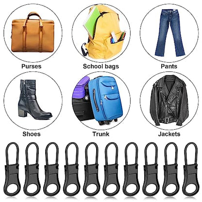 Ouligay 6pcs Zipper Pull Replacement Detachable Zipper Pull Tab Metal Zipper Pull Cord Extender Zipper Pull Repair Kit for Backpack Luggage Suitcase Purse Jackets Jeans Coat