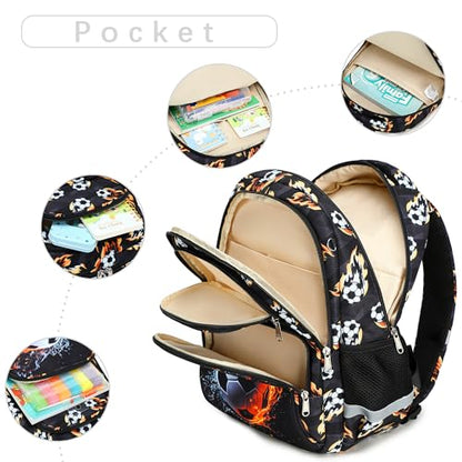 abshoo Cute Soccer School Backpack For Boys Elementary Kindergarten Kids School Bag (Soccer Black) - color: Soccer Black