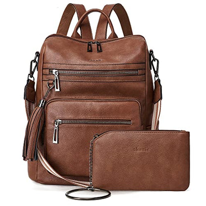 Shrrie Backpack Purse for Women Leather Backpack Fashion Designer Travel Backpack Convertible Shoulder Bag - color: 1-3 Oil Wax Brown