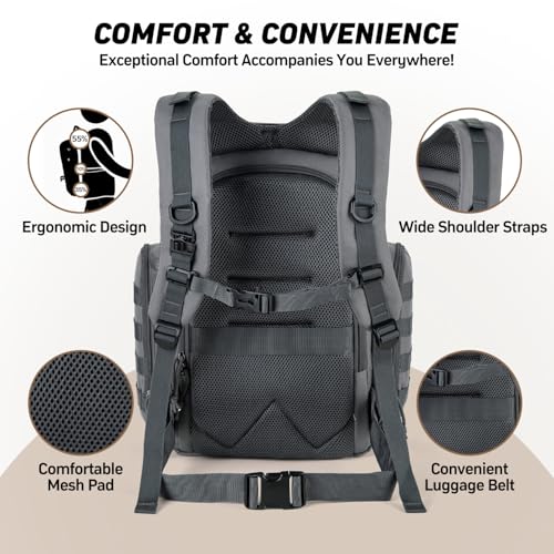 SHARKMOUTH Diaper Bag with Changing Pad - Large Military Baby Diaper Backpack for Hiking Travel Camping - Army Style for Men Active Dad Gray - color: Gray W/ Changing Pad