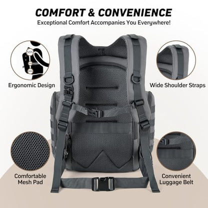 SHARKMOUTH Diaper Bag with Changing Pad - Large Military Baby Diaper Backpack for Hiking Travel Camping - Army Style for Men Active Dad Gray - color: Gray W/ Changing Pad