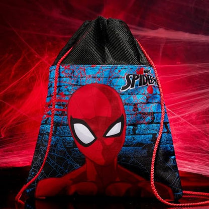 Disney Kids Drawstring Bags - Swimming Bag, School PE Bag (Red/Blue Spiderman) - color: Red/Blue Spiderman
