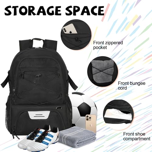 Goloni 35L Basketball Bag,Basketball Backpack with Shoe and Ball Compartment,Backpack for Soccer, Volleyball - color: black