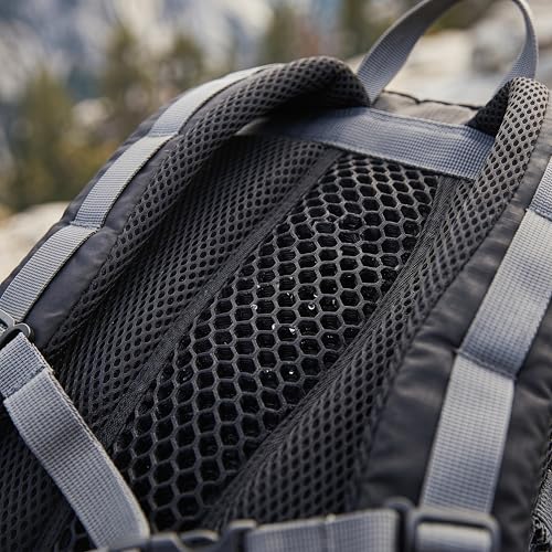 Hiking Backpack, Water Resistant Lightweight Outdoor Daypack with Breathable Padded Back, Multi-Pocket Travel Backpack for Camping Climbing Sports (Black) - color: Black