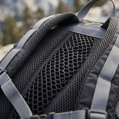 Hiking Backpack, Water Resistant Lightweight Outdoor Daypack with Breathable Padded Back, Multi-Pocket Travel Backpack for Camping Climbing Sports (Black) - color: Black