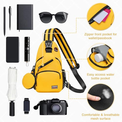 Convertible Sling Bag with Coin Pocket, 7.9" Tablet Crossbody Mini Backpack with Headphone Jack Casual Pack for Women Men Travel, Yellow - color: Yellow, size: Small