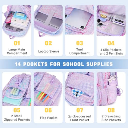 MOONBABY Mesh Backpack Heavy Duty See Through Net Bookbag Semi-Transparent Net Back Pack for Beach, Swimming, Sports, Work, Travel (Purple Leopard) - color: Purple Leopard