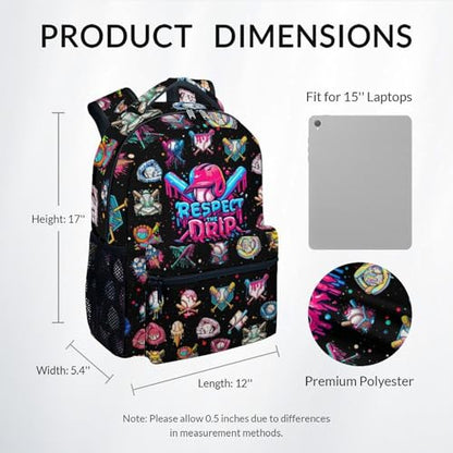 Kids Backpack Baseball Drip Backpack for Boys Kids Schoolbag - Durable Bookbag with Padded Shoulder Straps for School Primary Elementary (17 Inch) - color: Black
