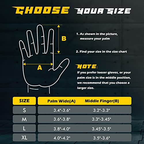 FREETOO Full-Finger Workout Gloves for Men, Padded Gym Gloves with Excellent Grip and Palm Protection - size: Medium