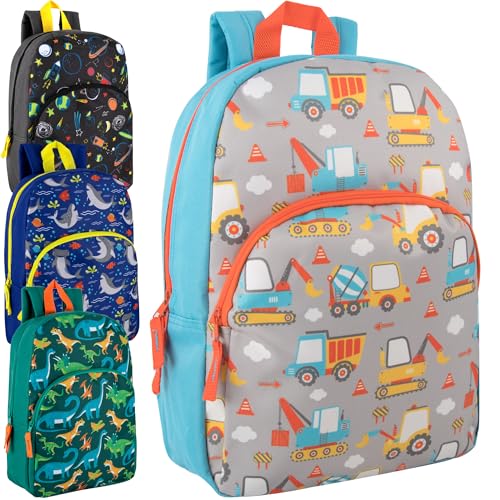 Trail maker Wholesale Kids Backpacks for Boys, Girls Bulk Backpacks 24 Pack with Fun Patterns, Adjustable Padded Straps - color: Male Fantastic Creature Prints