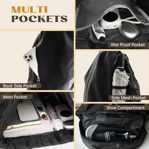 Drawstring Backpack Bag Sports Gym Backpack with Shoes Compartment for Soccer, Basketball, Swim, String Backpack Beach for Men and Women