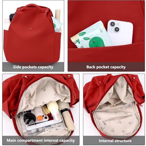 Mini Nylon Women Backpacks,Small Ladies backpacks Casual Lightweight Shopping Travel Daypack (Red) - color: Red