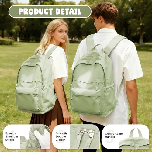 VECAVE School Backpack Green College High School Bags backpack for Boys Girls Teens Waterproof Bookbag Casual Lightweight Travel Rucksack Daypack Backpacks for Men Women - color: A2-green